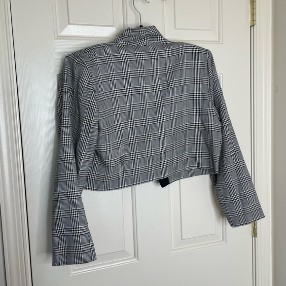 Vintage Positive Influence Cropped houndstooth Blazer Jacket Double Breasted - Picture 7 of 11